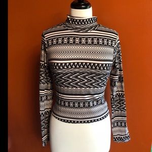 B_ENVIED Tribal Mock Turtleneck Fitted Long Sleeve